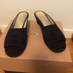 Maryam Nassir Zadeh navy blue suede wedges